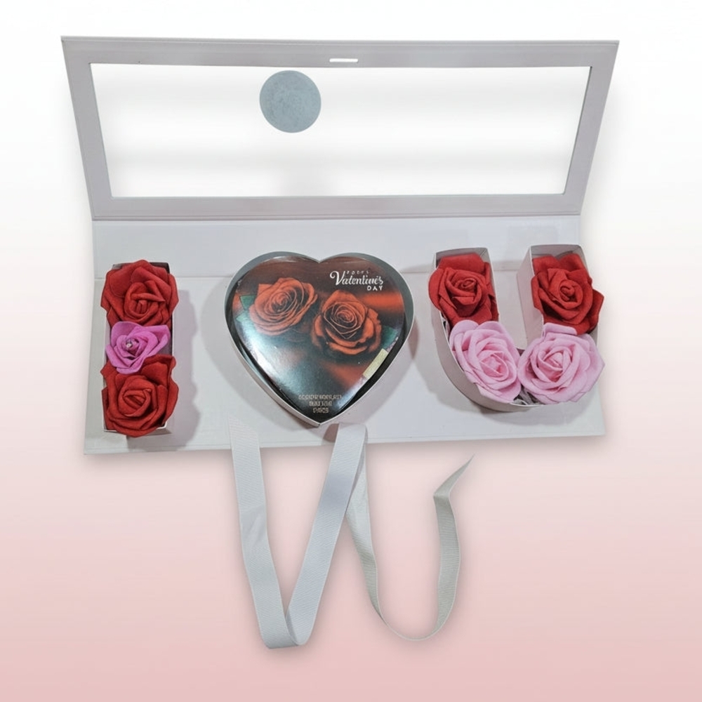 Heart-Shaped Soap Rose Gift Set - Red and Pink